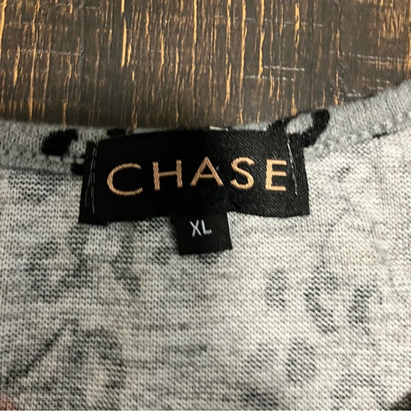 Grey & red floral print long sleeve top with leopard print background - Picture 5 of 8